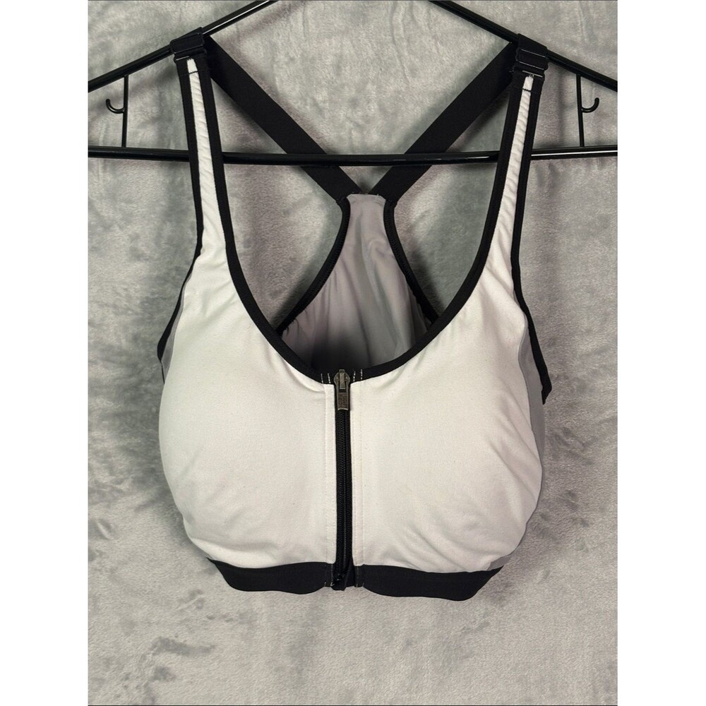 Victoria’s Secret Sport Gray White Zip Front Underwire Sports Bra Size 36DD
